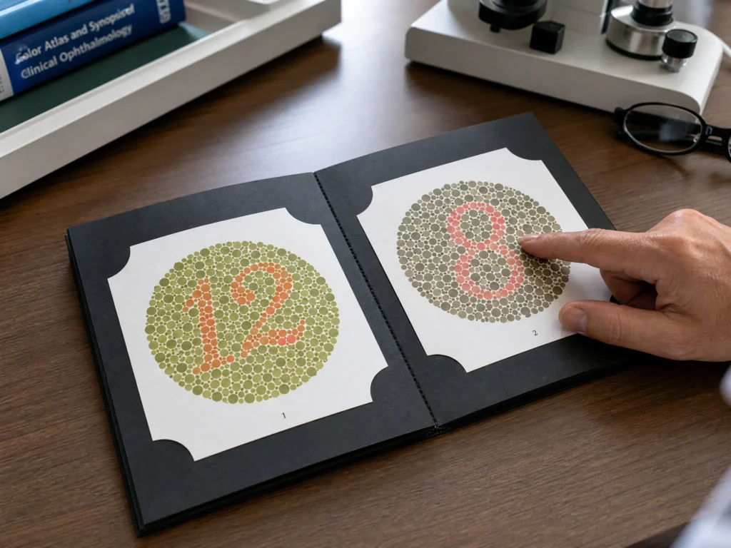 A young men take Ishihara test