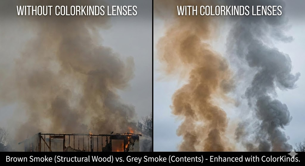 Brown Smoke (Structural Wood) vs. Grey Smoke (Contents) - Enhanced with ColorKinds