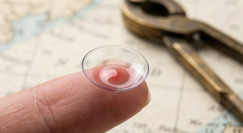 A close up of subtle occupational colorblind contacts designed for the maritime industry, offering professional discretion and clear vision