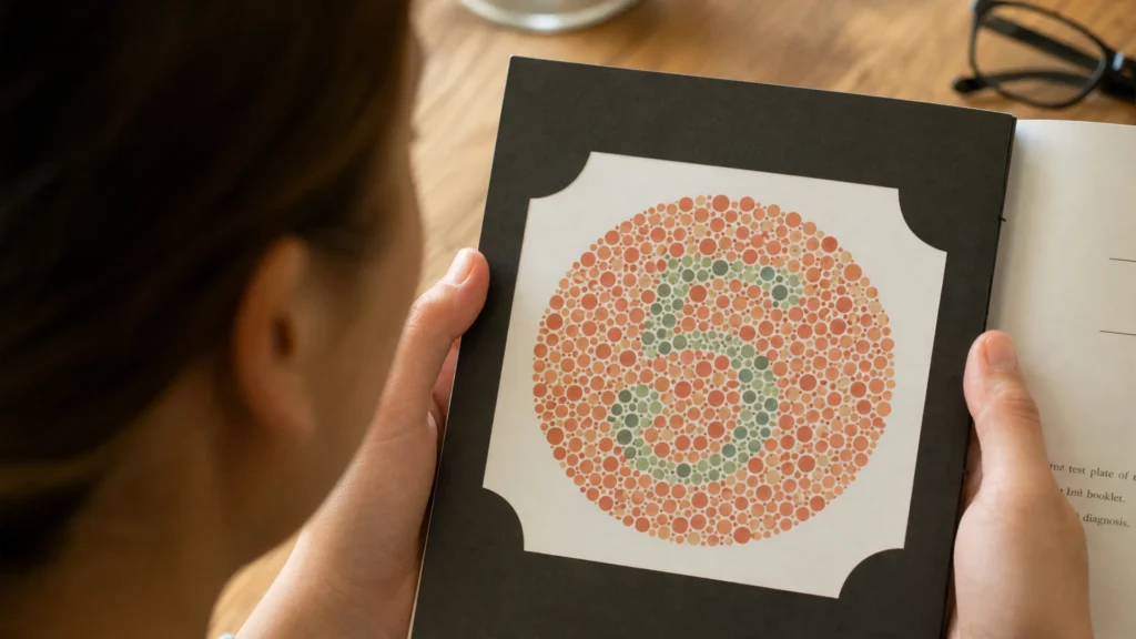 A women are take the ishihara colorblind test
