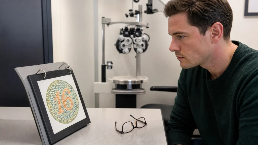 A man taking the ishihara test