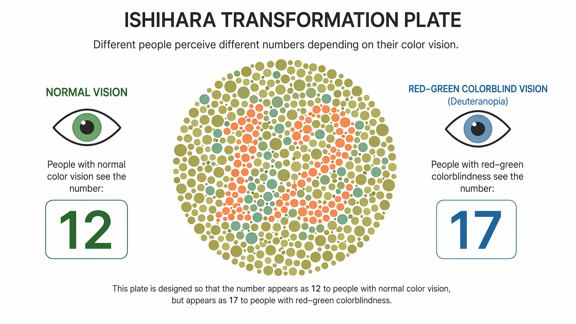 Ishihara transformation plate showing different numbers to different viewers